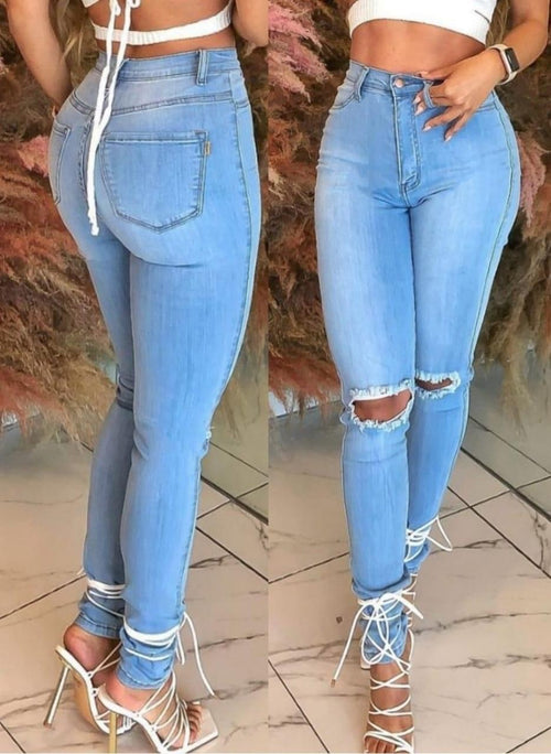 Jeans Azul Claro Roto