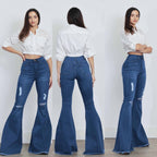 Jeans azul  maxi campana Roto