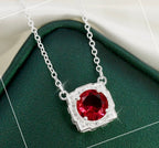 cadena plata con piedra roja